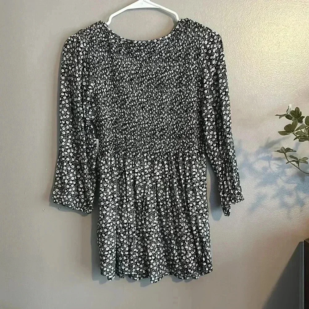 Croft & Barrow Women's Three-Quarter Sleeve Smocked Blouse - Picture 13 of 14